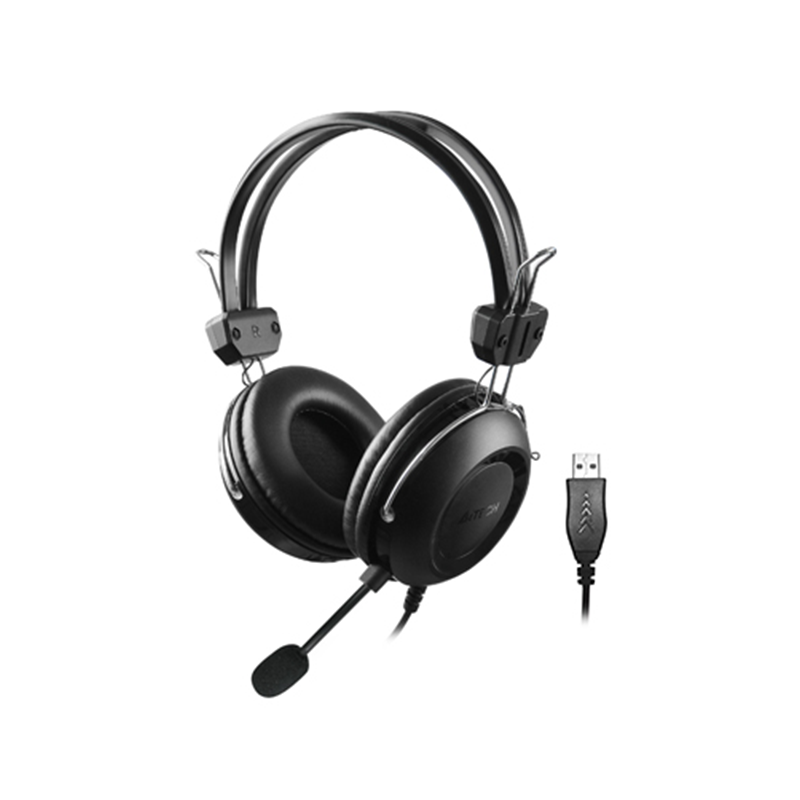 A4Tech HU-35 Black USB Headphone for Professional Office and Multimedia Use 1 A4Tech HU-35 USB over-ear headset black front view