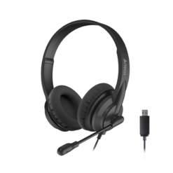 A4Tech HU-10 USB wired over-ear headset black front view