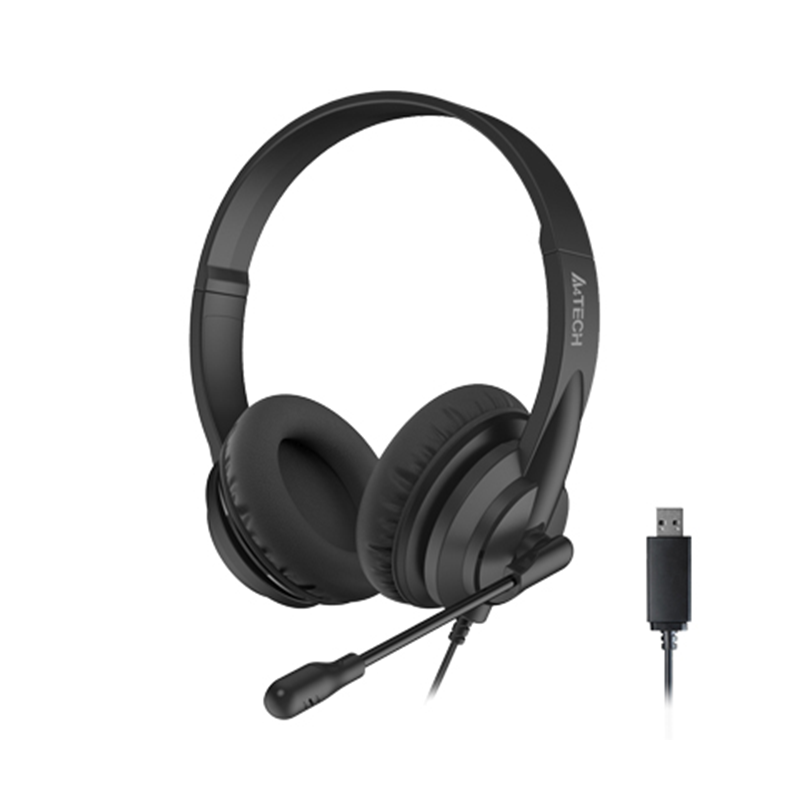 A4Tech HU-10 Black Wired USB Headset for Professional Communication 1 A4Tech HU-10 USB wired over-ear headset black front view