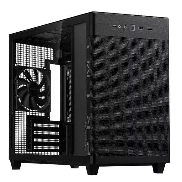 ASUS Prime AP201 Tempered Glass Micro‑ATX Gaming Case black chassis