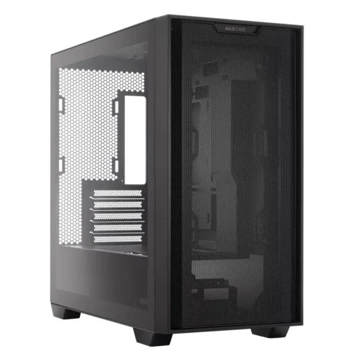 ASUS PRIME A21 mATX Gaming Case black chassis front view