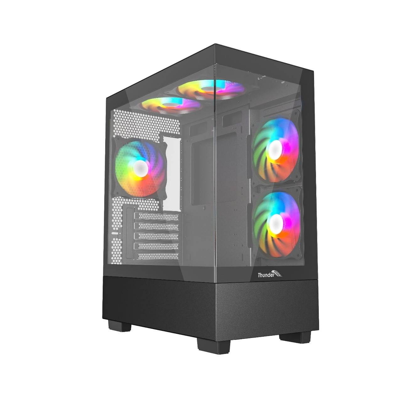 Thunder Black Fox TGC‑747 Micro‑ATX Gaming Case black with RGB fans