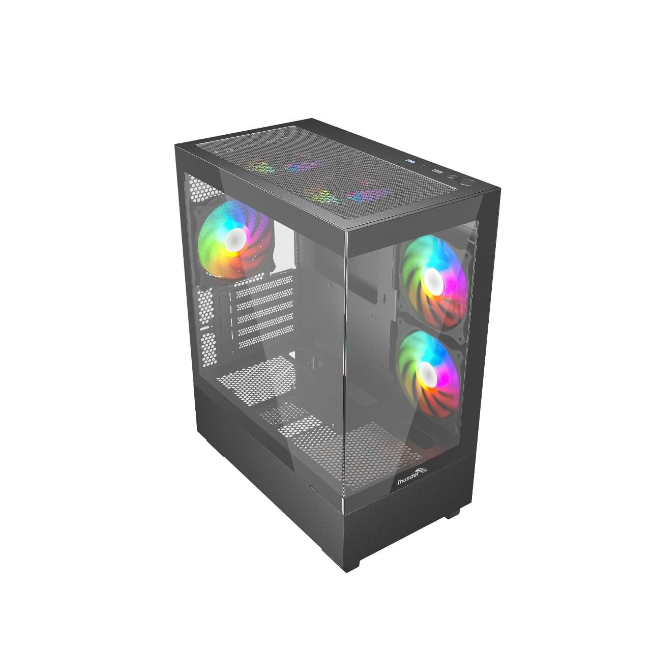 Thunder Black Fox TGC‑747 Infinity Micro‑ATX Gaming Case – 3 RGB Fans - Image 2