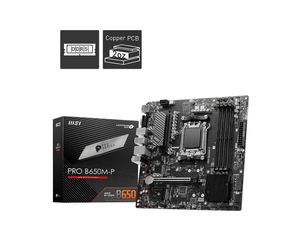 MSI PRO B650M‑P AM5 Micro‑ATX motherboard front view