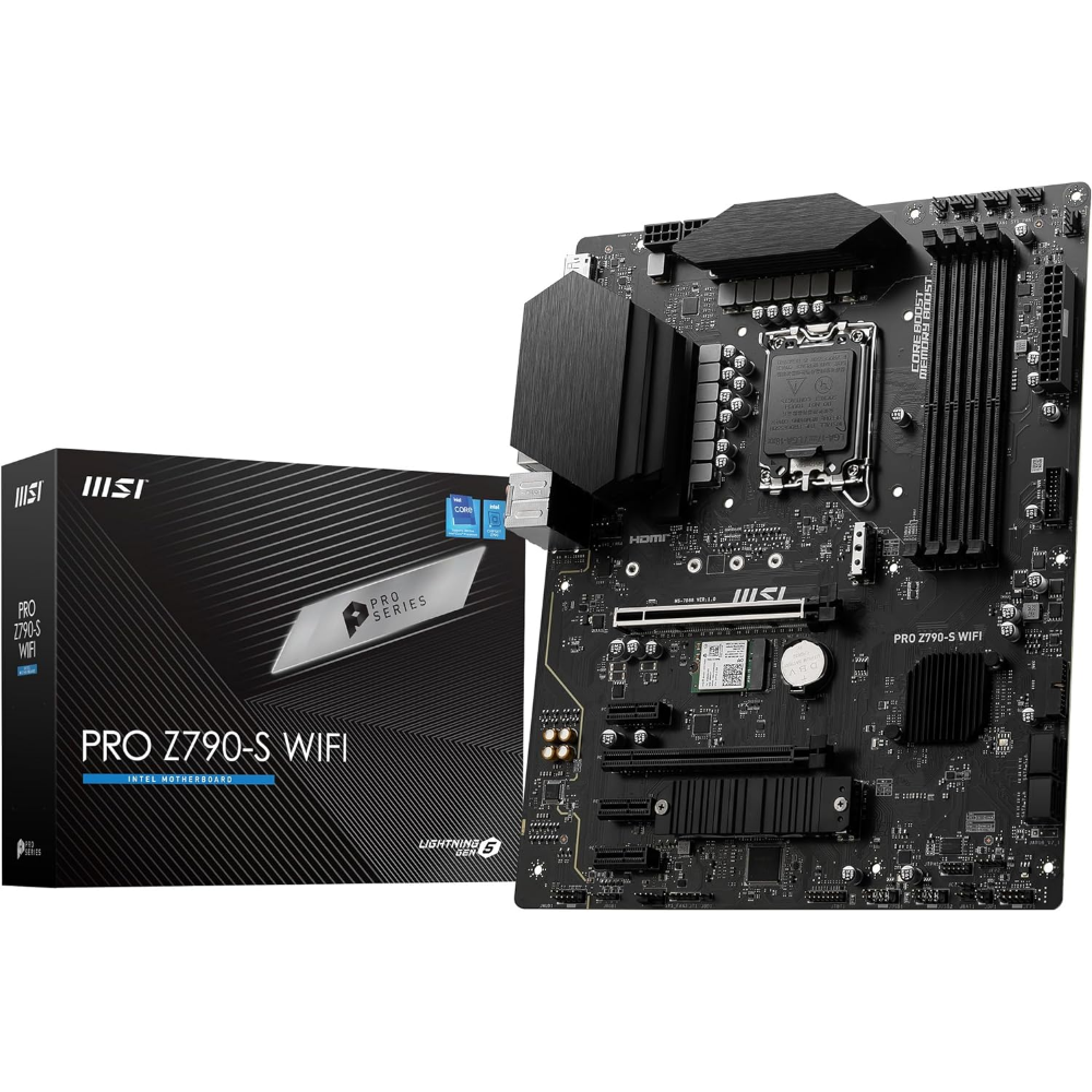 PRO Z790‑S WiFi DDR5 Motherboard – MSI Intel LGA1700 Board 1 MSI PRO Z790‑S WiFi DDR5 motherboard ATX layout