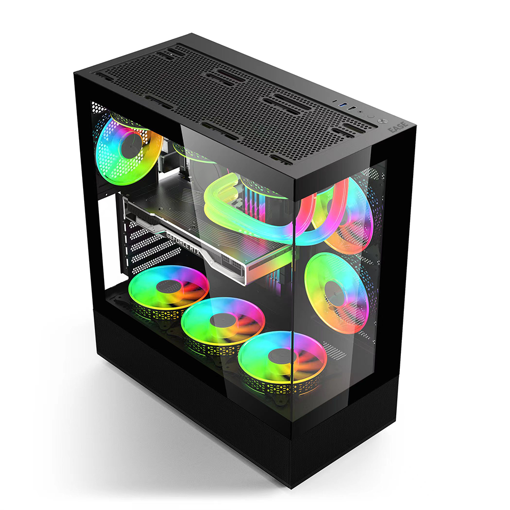 EASE EC123B ARGB Mid‑Tower Gaming Case – Tempered Glass PC Chassis - Image 2