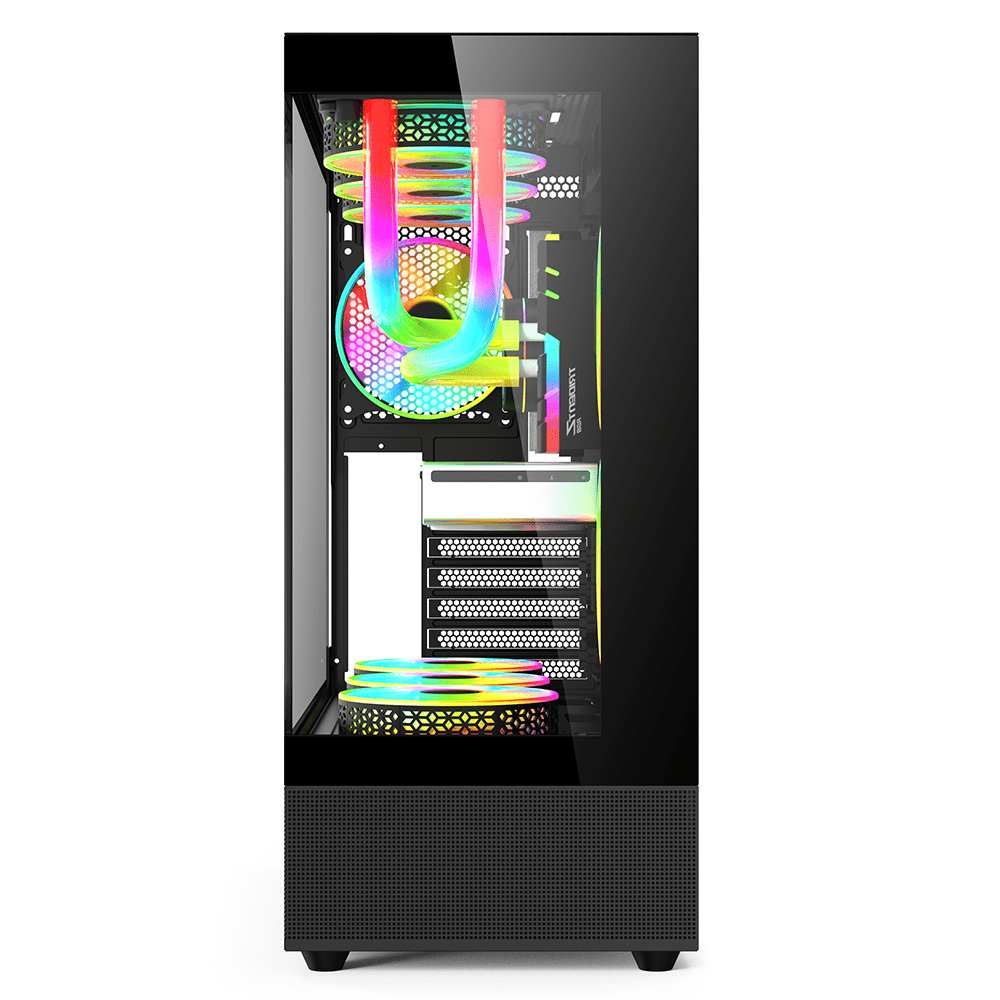 EASE EC123B ARGB Mid‑Tower Gaming Case – Tempered Glass PC Chassis - Image 5