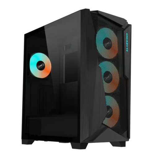 Gigabyte C301 Glass ARGB Mid‑Tower ATX Case black front view