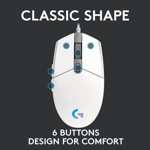 Logitech G102 LIGHTSYNC RGB Gaming Mouse - White - Image 3