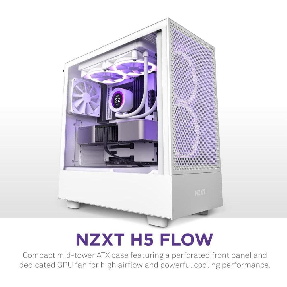 NZXT H5 Flow Compact Mid‑Tower Airflow Case Black – High Performance Airflow ATX Chassis 2 NZXT H5 Flow Compact Mid‑Tower Airflow Case Black – High Performance Airflow ATX Chassis - Image 2