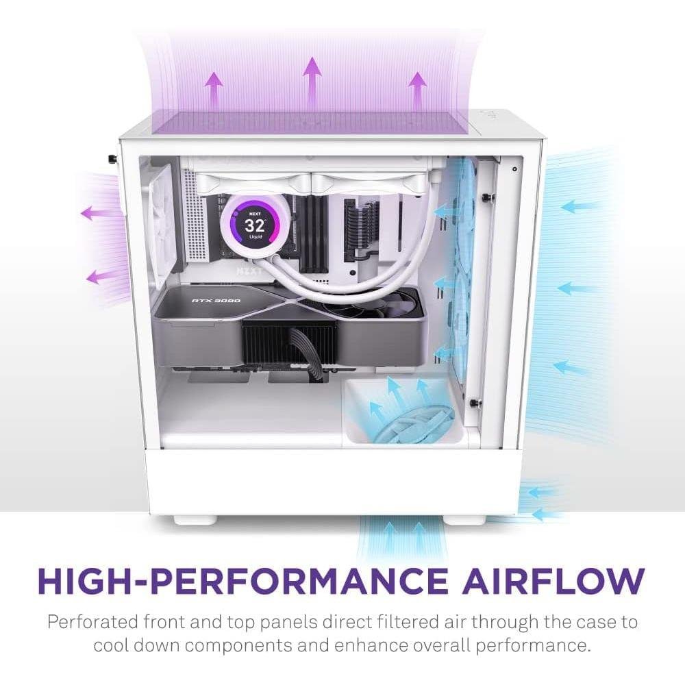 NZXT H5 Flow Compact Mid‑Tower Airflow Case Black – High Performance Airflow ATX Chassis - Image 3