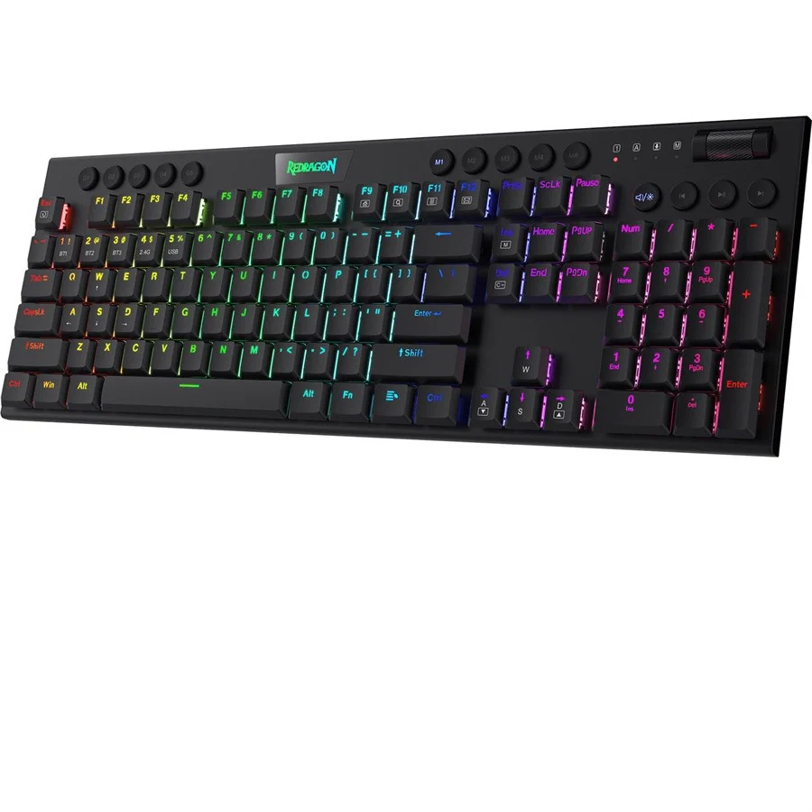 Redragon K618 Horus Wireless RGB Mechanical Keyboard – Tri-Mode Ultra-Thin Low-Profile Gaming Keyboard 1 Redragon K618 Horus Wireless RGB Mechanical Keyboard front view