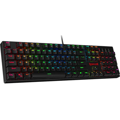 Redragon K582 SURARA RGB LED Backlit Mechanical Gaming Keyboard full view with 104 keys