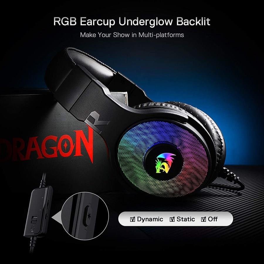 Redragon H350 Pandora RGB Wired Gaming Headset – Black Stereo Gaming Audio - Image 3