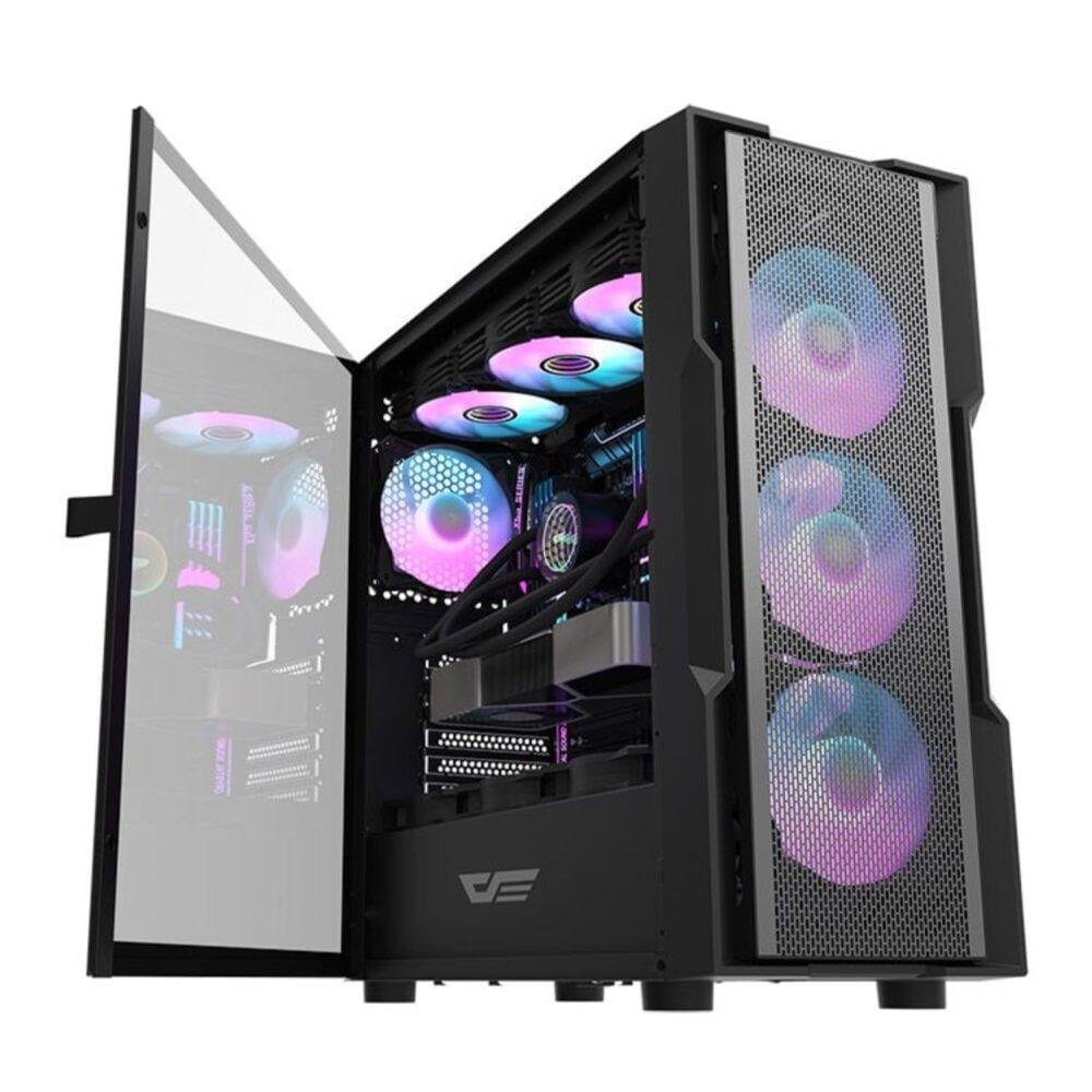 DarkFlash DK431 RGB Mid‑Tower ATX Gaming Case Black – High Airflow ARGB Mesh Chassis - Image 2