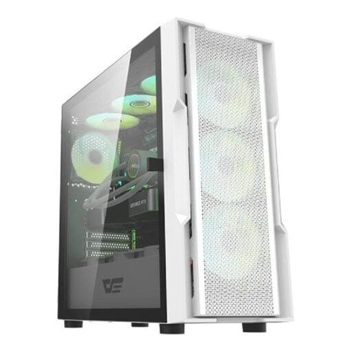 DarkFlash DK431 ARGB Mid‑Tower ATX Gaming Case White – High Airflow RGB Mesh Chassis 1 DarkFlash DK431 ARGB Mid‑Tower ATX Gaming Case White front mesh view