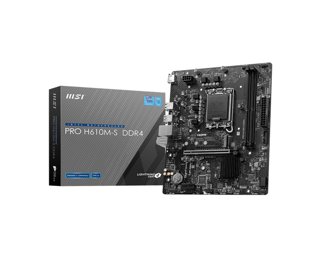MSI Pro H610M‑S DDR4 Intel Motherboard – LGA1700 mATX 1 MSI Pro H610M‑S DDR4 motherboard Intel LGA1700 board