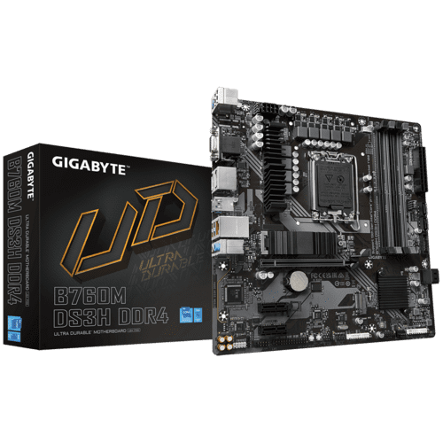 Gigabyte B760M DS3H DDR4 LGA1700 motherboard top angle