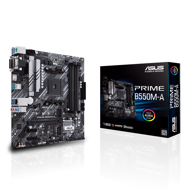 ASUS Prime B550M‑A AM4 M‑ATX motherboard top view