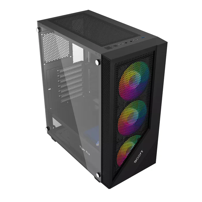 Boost Tiger Pro RGB ATX PC Case with 3x Pre‑Installed Fans – Mid Tower Gaming Chassis - Image 5