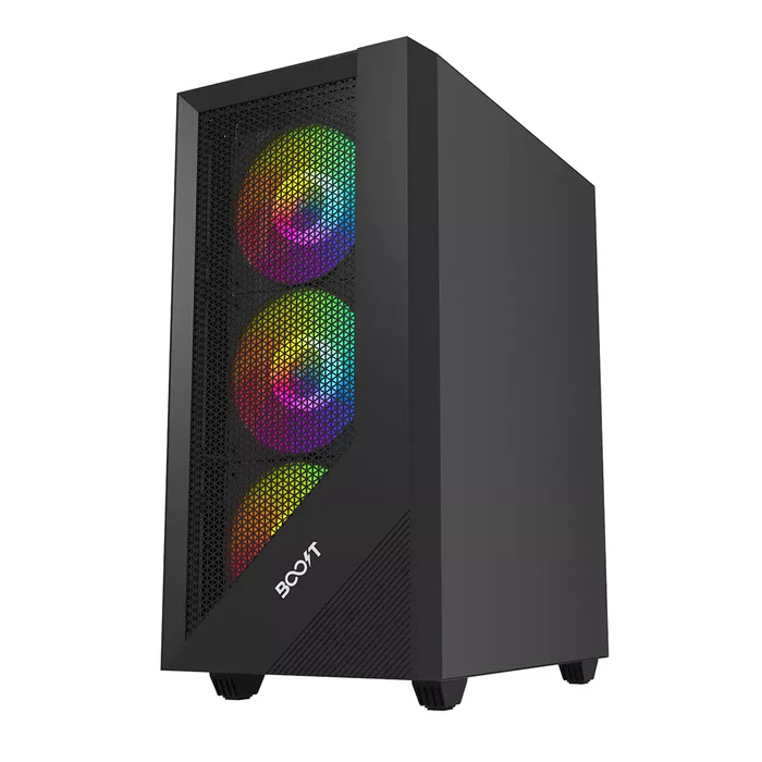Boost Tiger Pro RGB ATX PC Case with 3x Pre‑Installed Fans – Mid Tower Gaming Chassis - Image 2
