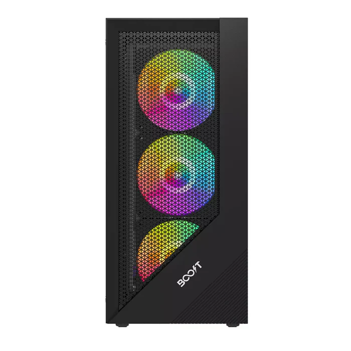 Boost Tiger Pro RGB ATX PC Case with 3x Pre‑Installed Fans – Mid Tower Gaming Chassis - Image 3