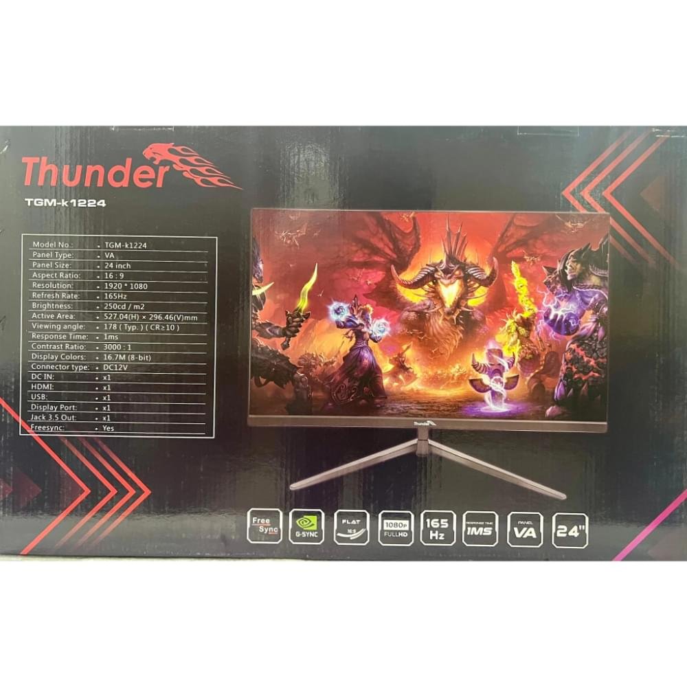 Thunder TGM‑k1224 24" 165Hz FHD Gaming Monitor | VA Panel Performance 1 Thunder TGM‑k1224 24 inch 165Hz VA gaming monitor