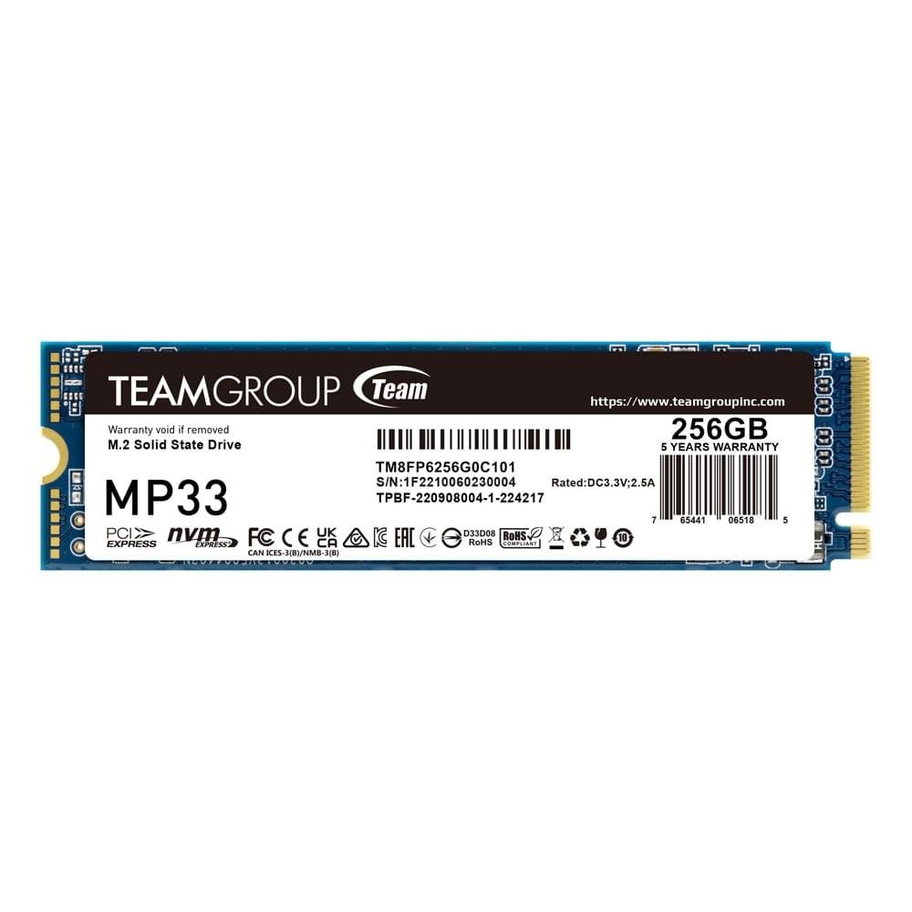 TeamGroup MP33 256GB PCIe Gen3x4 NVMe SSD – High‑Speed M.2 Storage 1 TeamGroup MP33 256GB PCIe Gen3x4 NVMe SSD M.2 2280