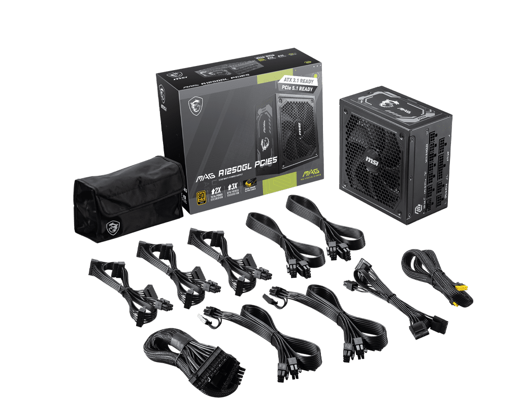 MAG A1250GL MSI 1250W 80 Plus Gold Power Supply Unit 2 MAG A1250GL MSI 1250W 80 Plus Gold Power Supply Unit - Image 2