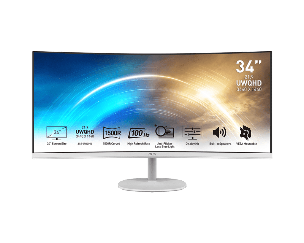 MSI PRO MP341CQW 34 inch ultrawide curved WQHD monitor