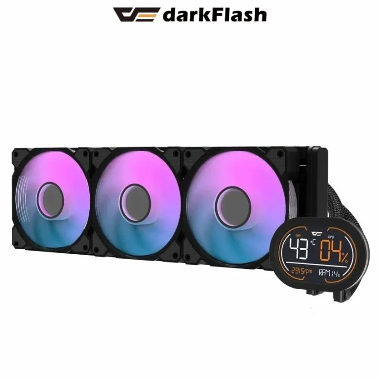 DarkFlash DH360D 360mm ARGB liquid CPU cooler with segment LCD display