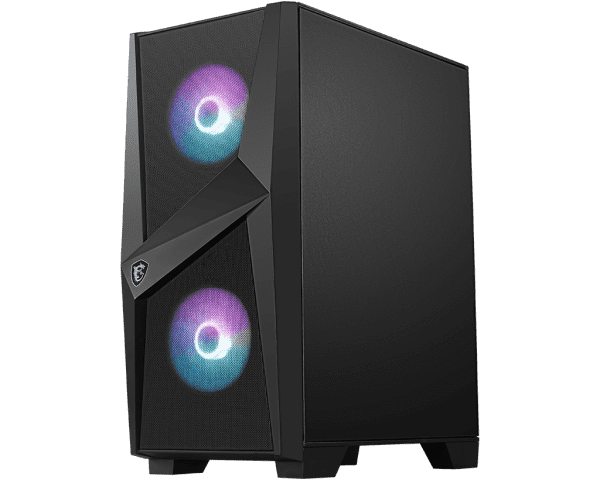 MSI MAG FORGE 100R Mid Tower Gaming Case – ARGB Cooling & Classic Design 1 MSI MAG FORGE 100R mid tower gaming case front view