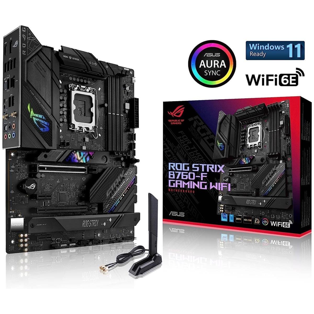 ROG STRIX B760-F Gaming Motherboard — ASUS DDR5 ATX 1 ASUS ROG STRIX B760-F gaming motherboard top view