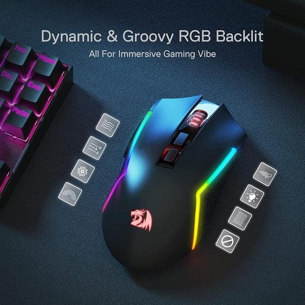 Redragon M693 Trident Gaming Mouse – 3‑Mode Wireless RGB 4 Redragon M693 Trident Gaming Mouse – 3‑Mode Wireless RGB - Image 4