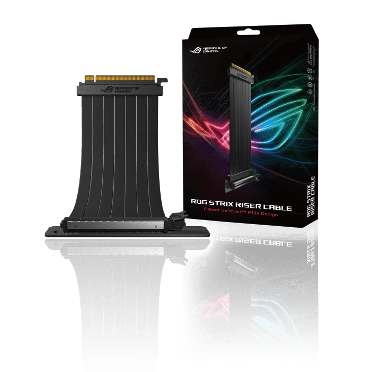 ASUS ROG Strix Riser Cable PCIe 4.0 Premium Extension 1 ASUS ROG Strix PCIe Riser Cable premium extension for custom builds