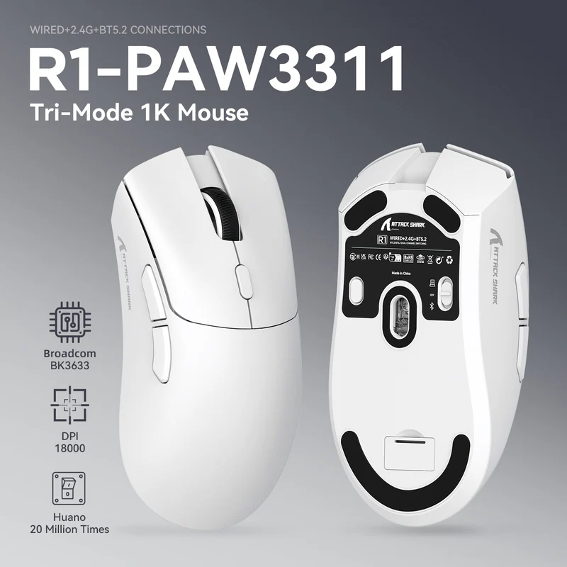 Attack Shark R1 Wireless Gaming Mouse –Ergonomic Mouse 2 Attack Shark R1 Wireless Gaming Mouse –Ergonomic Mouse - Image 2