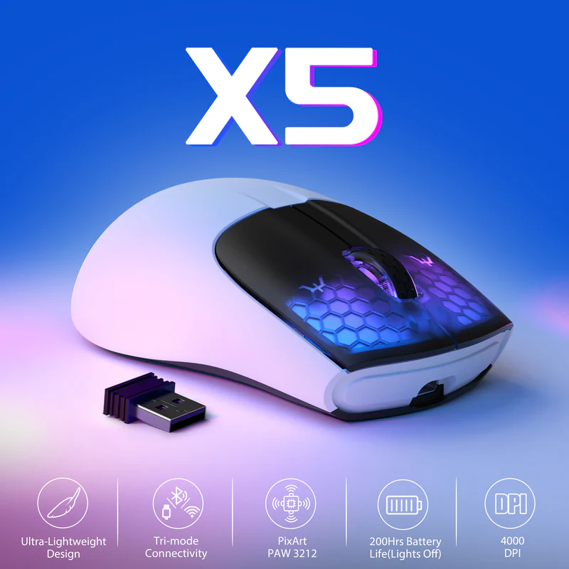 Attack Shark X5 Wireless Gaming Mouse – 49g Ultra‑Lightweight Tri‑Mode Ergonomic Mouse - Image 2