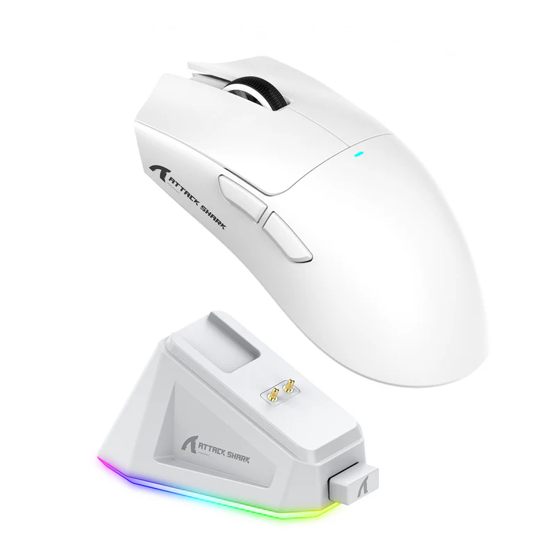 ATTACK SHARK X11 Wireless Gaming Mouse with Charging Dock (WHITE) - Image 3