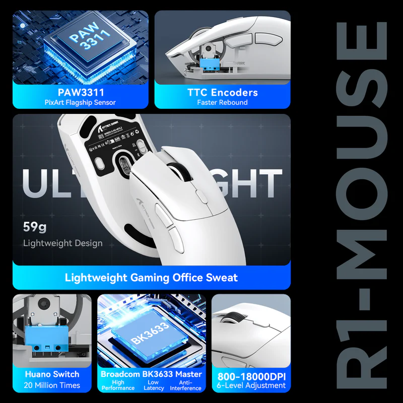 Attack Shark R1 Wireless Gaming Mouse –Ergonomic Mouse 3 Attack Shark R1 Wireless Gaming Mouse –Ergonomic Mouse - Image 3