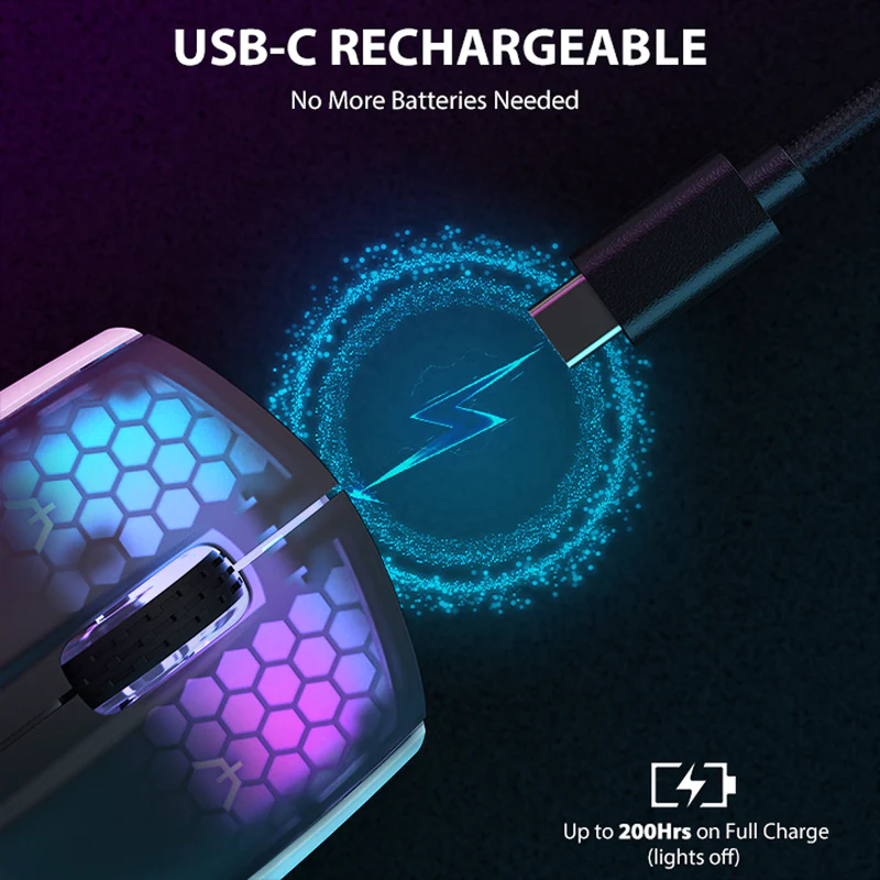 Attack Shark X5 Wireless Gaming Mouse – 49g Ultra‑Lightweight Tri‑Mode Ergonomic Mouse - Image 5
