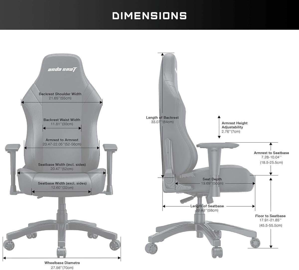 Anda Seat Luna Large Gaming Chair — Ergonomic Reclining Support Black - Image 2