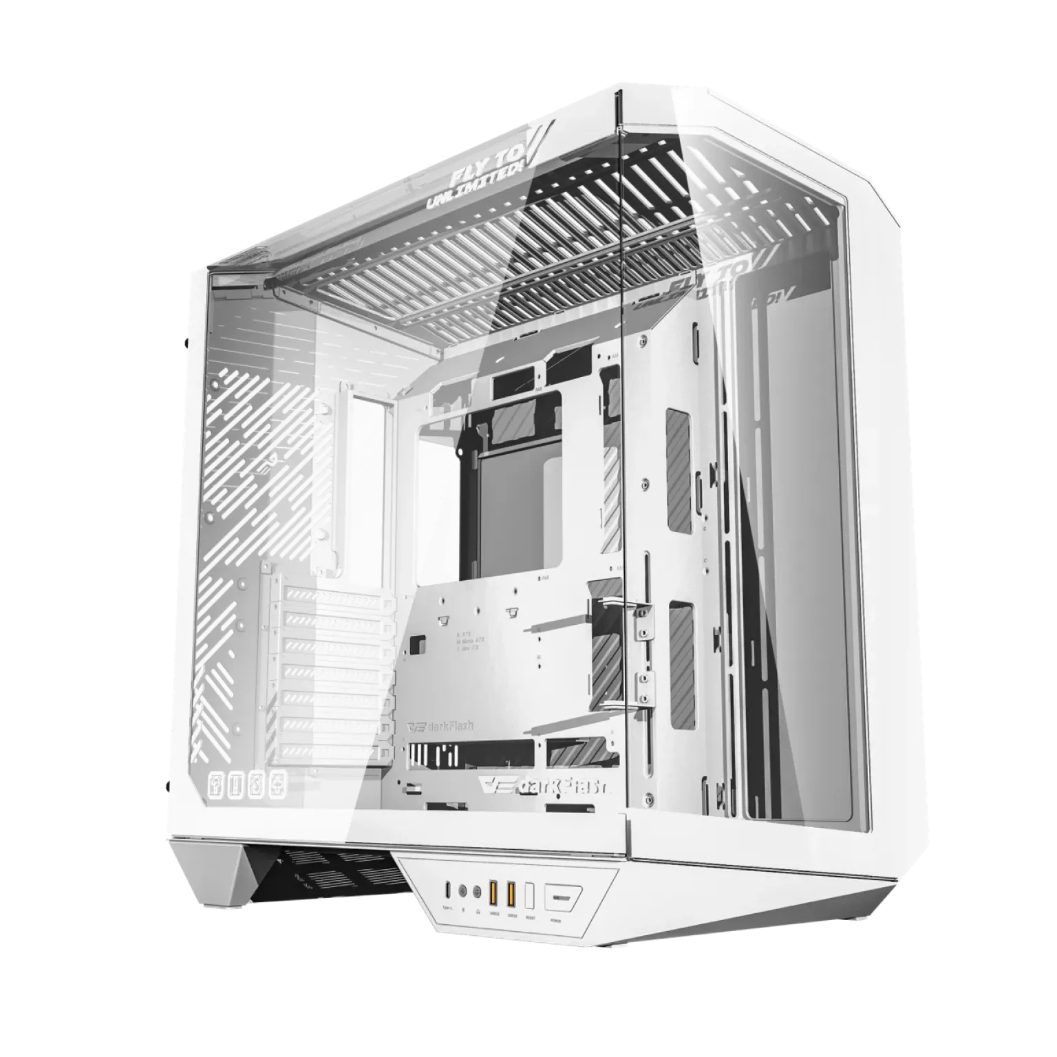 DarkFlash DY470 ATX PC Case (WHITE) with Three‑Side Glass Panel 2 DarkFlash DY470 ATX PC Case (WHITE) with Three‑Side Glass Panel - Image 2