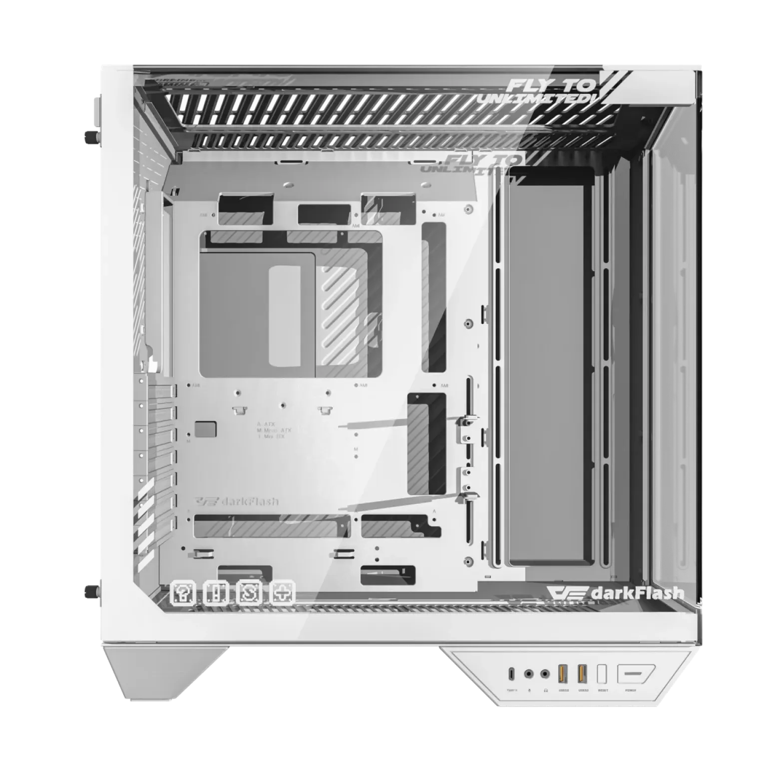 DarkFlash DY470 ATX PC Case (WHITE) with Three‑Side Glass Panel - Image 3