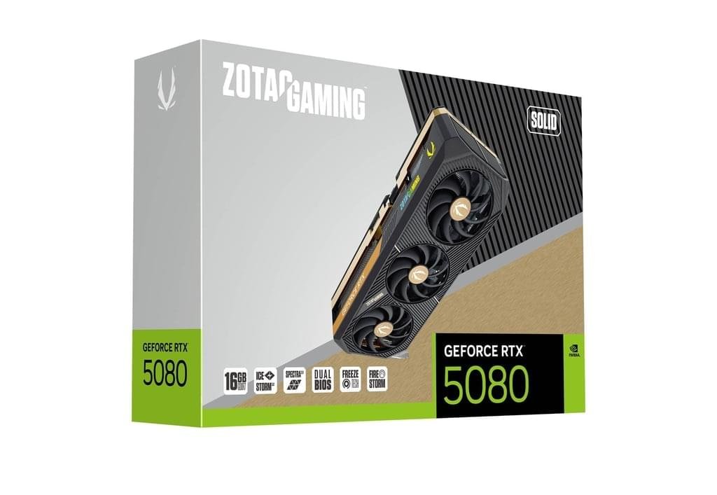 ZOTAC GAMING GeForce RTX 5080 SOLID Graphics Card – 16GB GDDR7, PCIe 5.0, Quad Display - Image 8