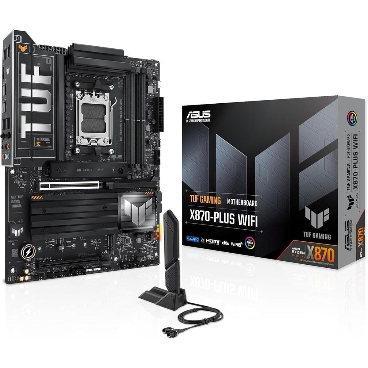 ASUS TUF GAMING X870‑PLUS WIFI motherboard front view
