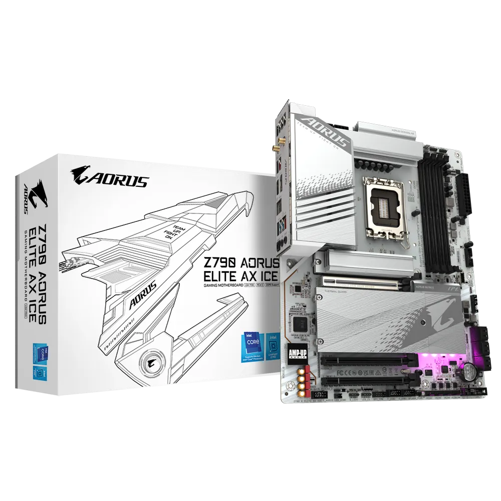 Z790 AORUS ELITE AX ICE DDR5 motherboard with PCIe 5.0