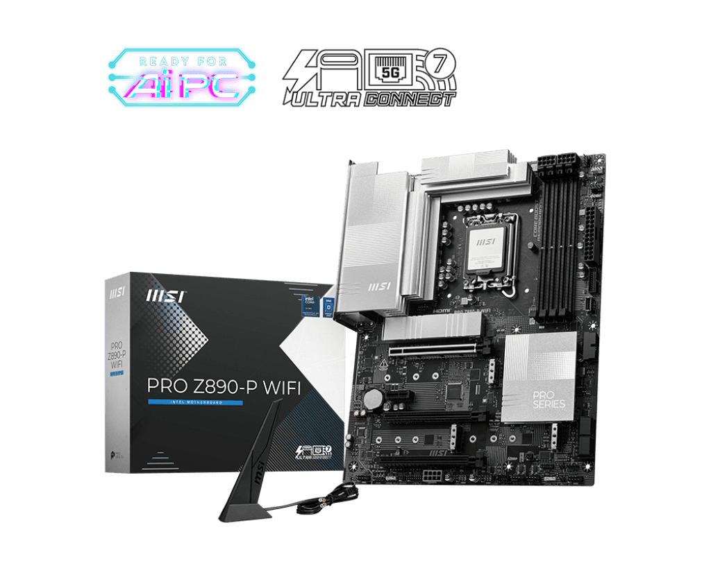 MSI PRO Z890‑P WIFI ATX Motherboard – Intel Z890, DDR5, PCIe 5.0, Wi‑Fi 7, Thunderbolt 4 1 MSI PRO Z890‑P WIFI motherboard front view