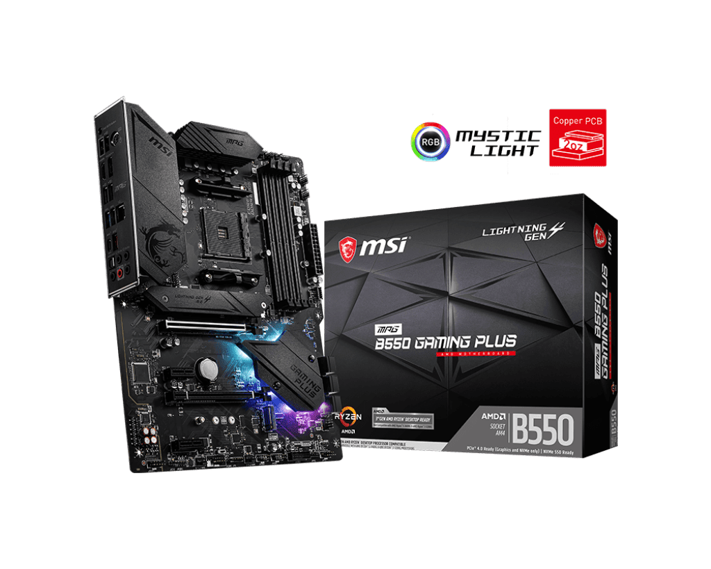 MSI MPG B550 GAMING PLUS High‑Performance ATX Motherboard with Enhanced Thermal Design 1 MSI MPG B550 GAMING PLUS motherboard front view
