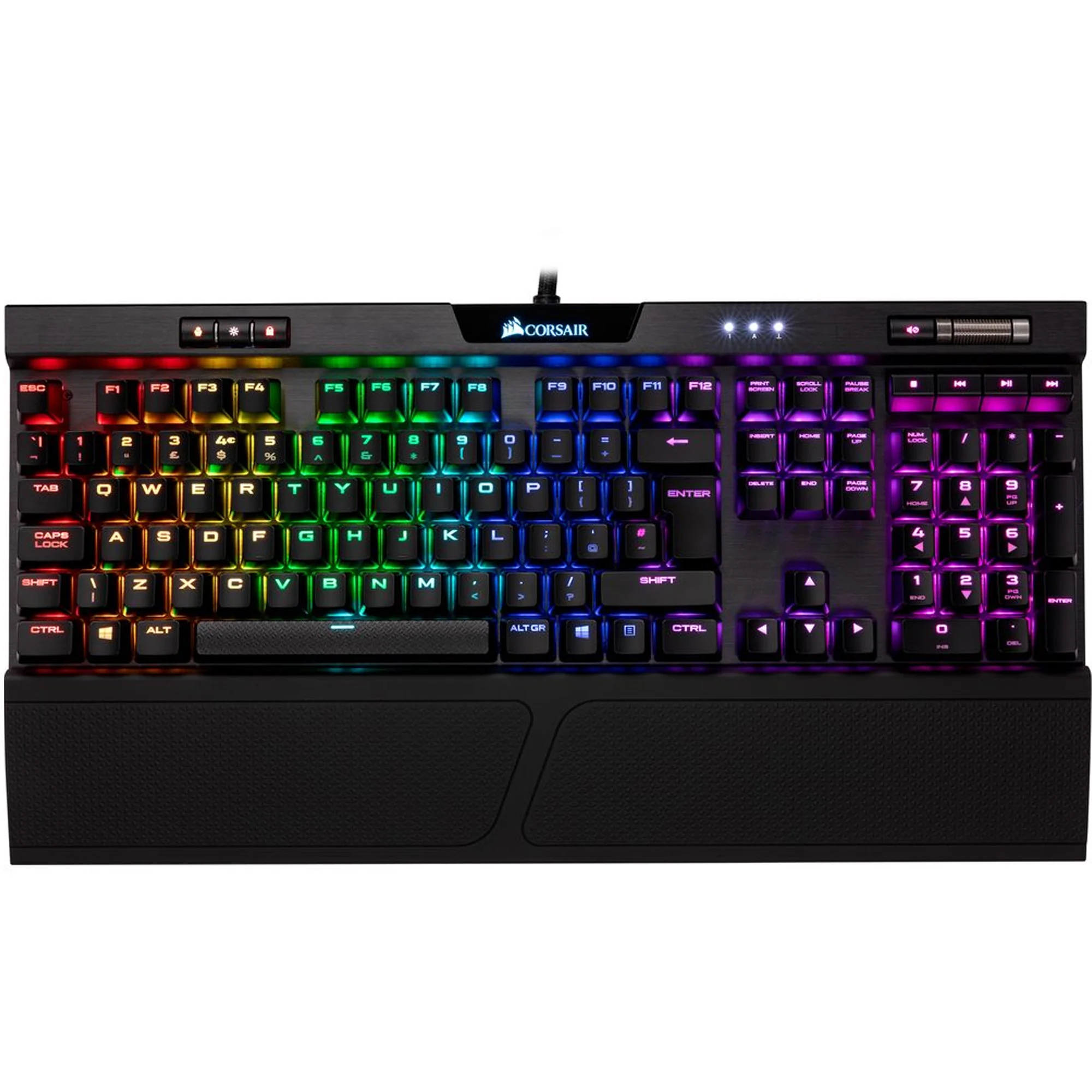 corsair k70 rgb mk2 low profile mechanical gaming keyboard top view