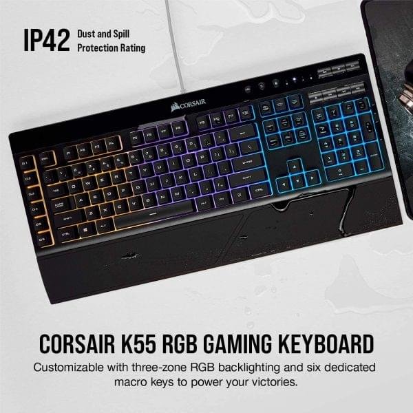 Corsair K55 RGB Gaming Keyboard – Dynamic RGB & Macro Keys - Image 4